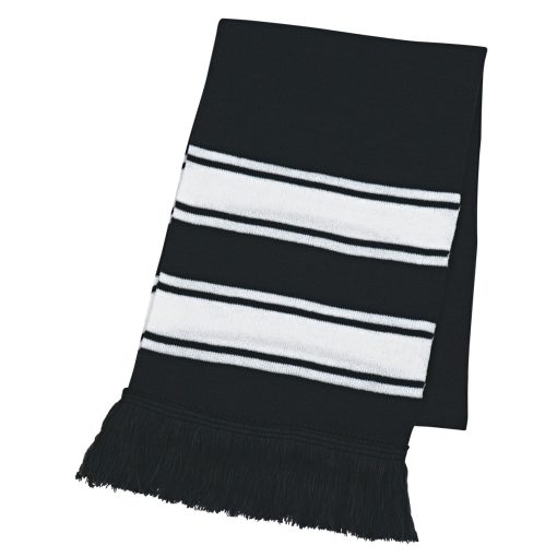 Two-Tone Knit Scarf With Fringe-4