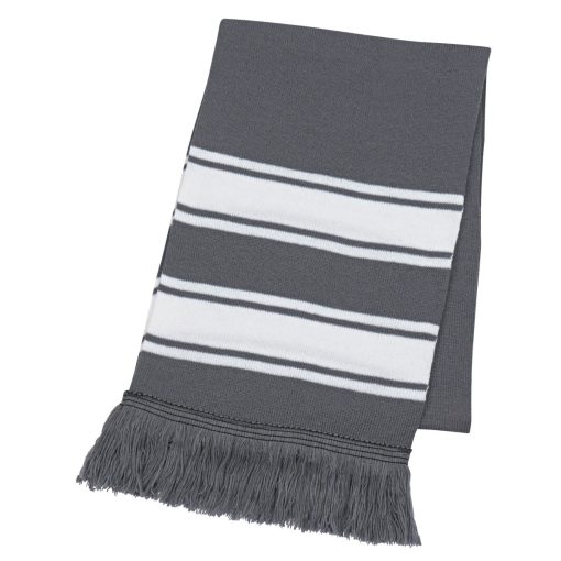Two-Tone Knit Scarf With Fringe-5