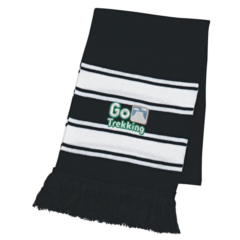 Two-tone Knit Scarf With Fringe - 3
