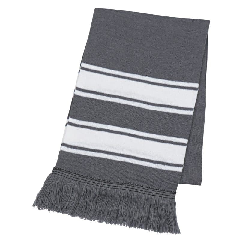 Two-tone Knit Scarf With Fringe - 6