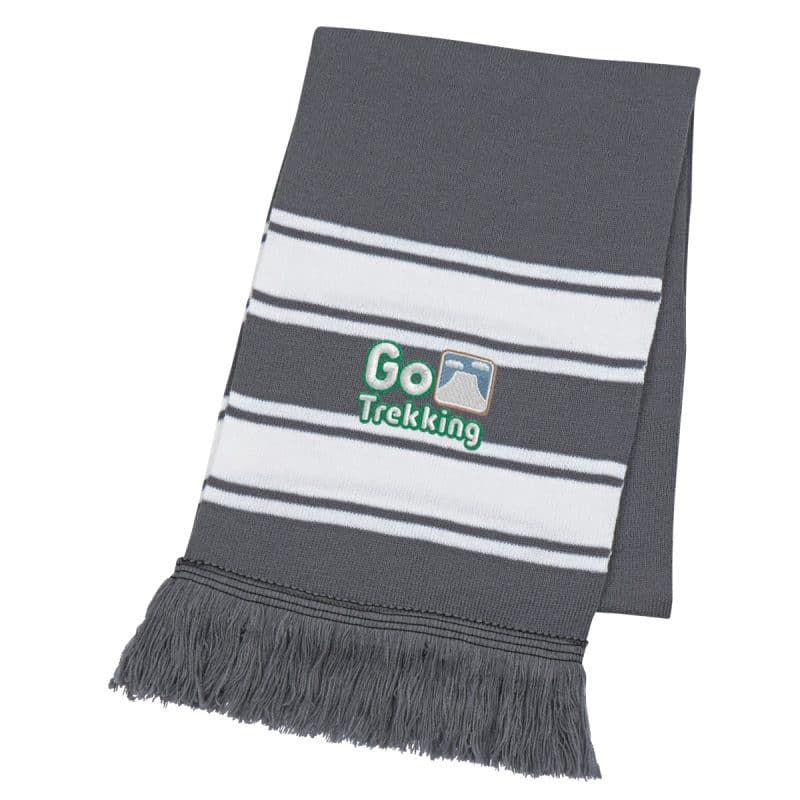 Two-tone Knit Scarf With Fringe - 9